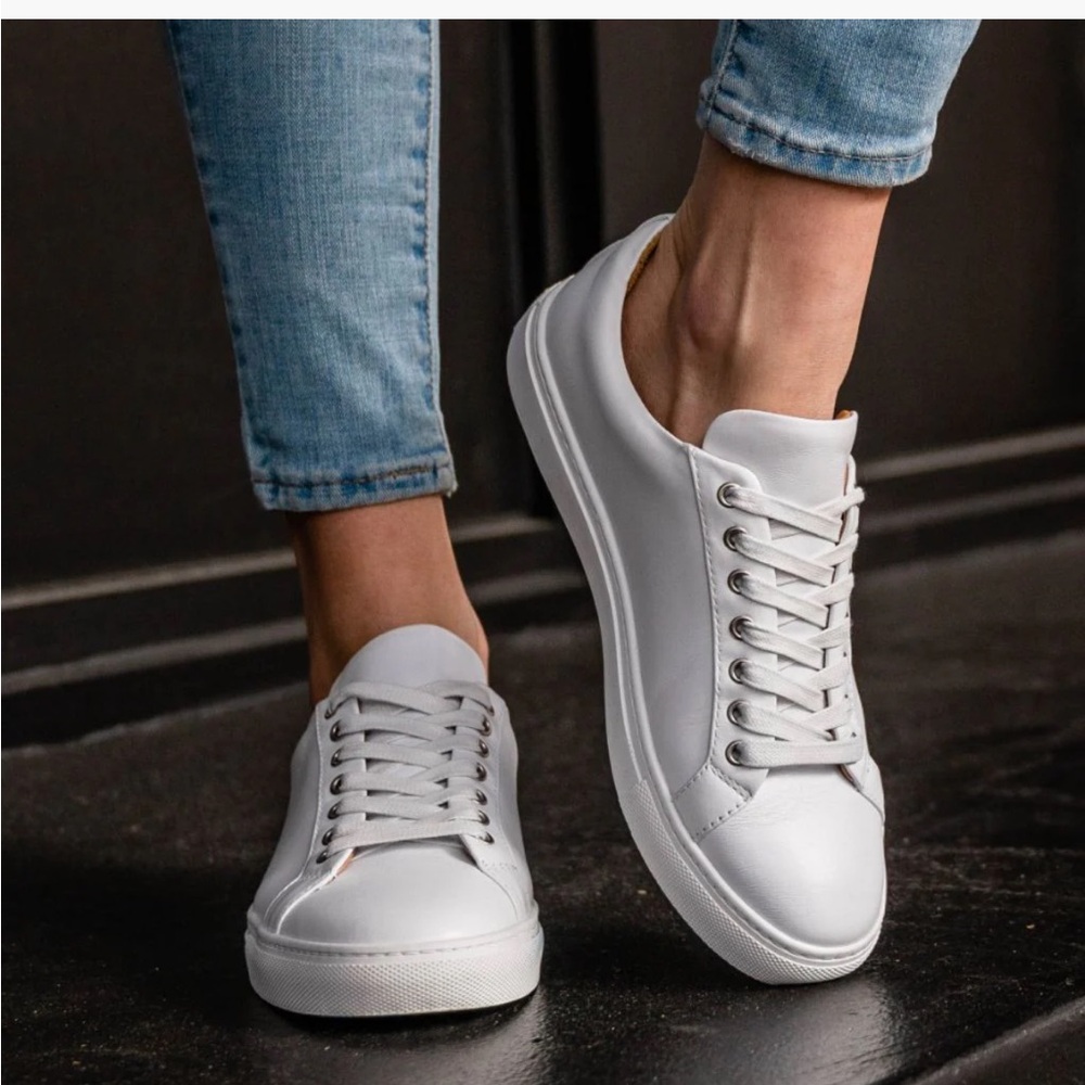 Thursday Boot Company Women’s Premier Low Top White Italian Leather Shoes - Picture 5 of 16